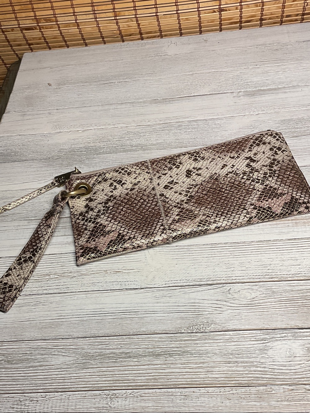 Hobo Vida Glam Snake Leather Zip Wristlet Clutch Handbag Bag